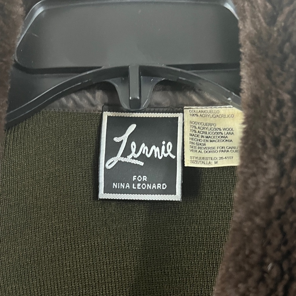 Vintage Nina Leonard brown Cardigan with Chocolate faux fur Collar. - Picture 3 of 10